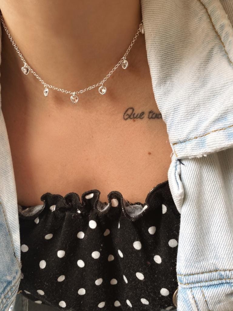 Choker Corações Em Zircônia