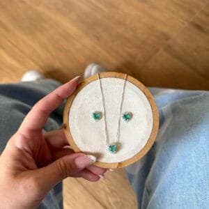 Conjunto De Coração Cravejado (Colar + Brinco)