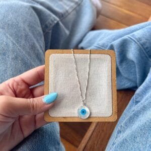 Colar Pingt. Olho Grego Redondo Em Madrepérola G (Mod2)