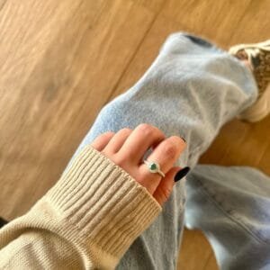 Anel Círculo Cheio Cravej. (Cristal/Azul Tiffany)