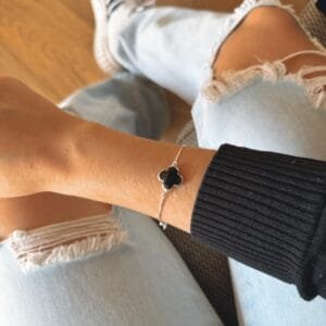 Pulseira Trevo PRETO Mod2 (Inspiração Van Cleef & Arpels)