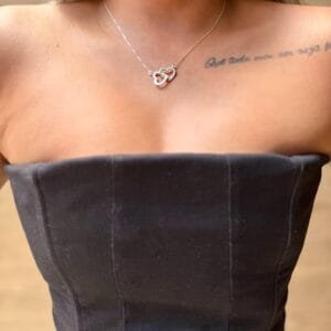 Colar Coração Duplo (Um liso e um cravejado)